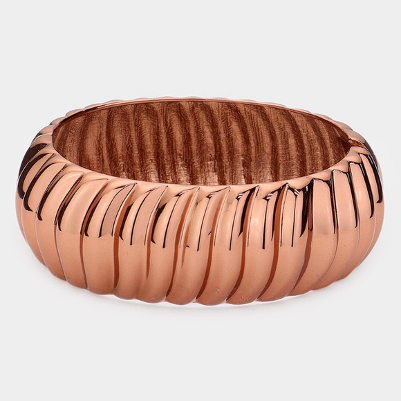 Copper Abstract Metal Hinged Bracelets - Picture 1 of 2